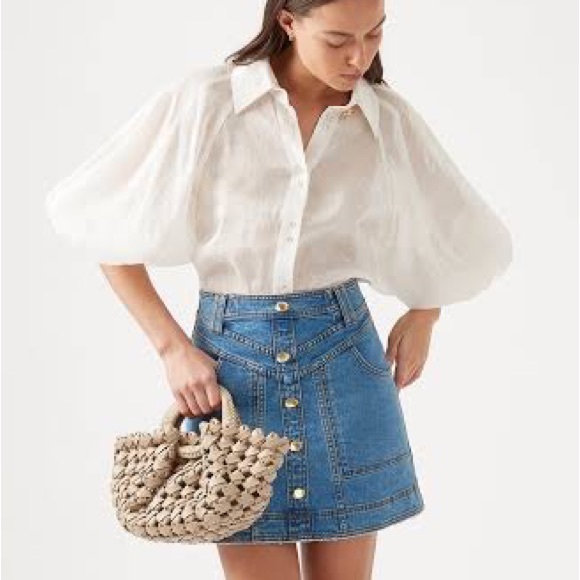 🛑 SOLD 🛑 AJE Palms Puff Sleeve Blouse Ivory • RRP $295 • BNWoT Never Worn - Picture 6 of 8